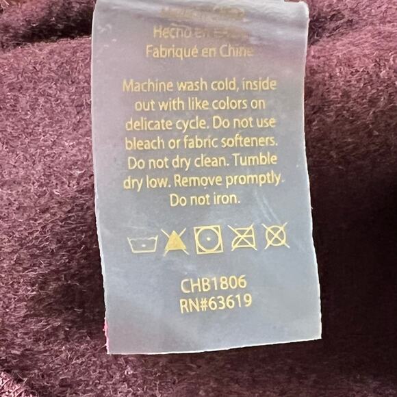 Harmony & Balance Mock Neck Fleece Pullover Sweatshirt Burgundy Large - Picture 9 of 9